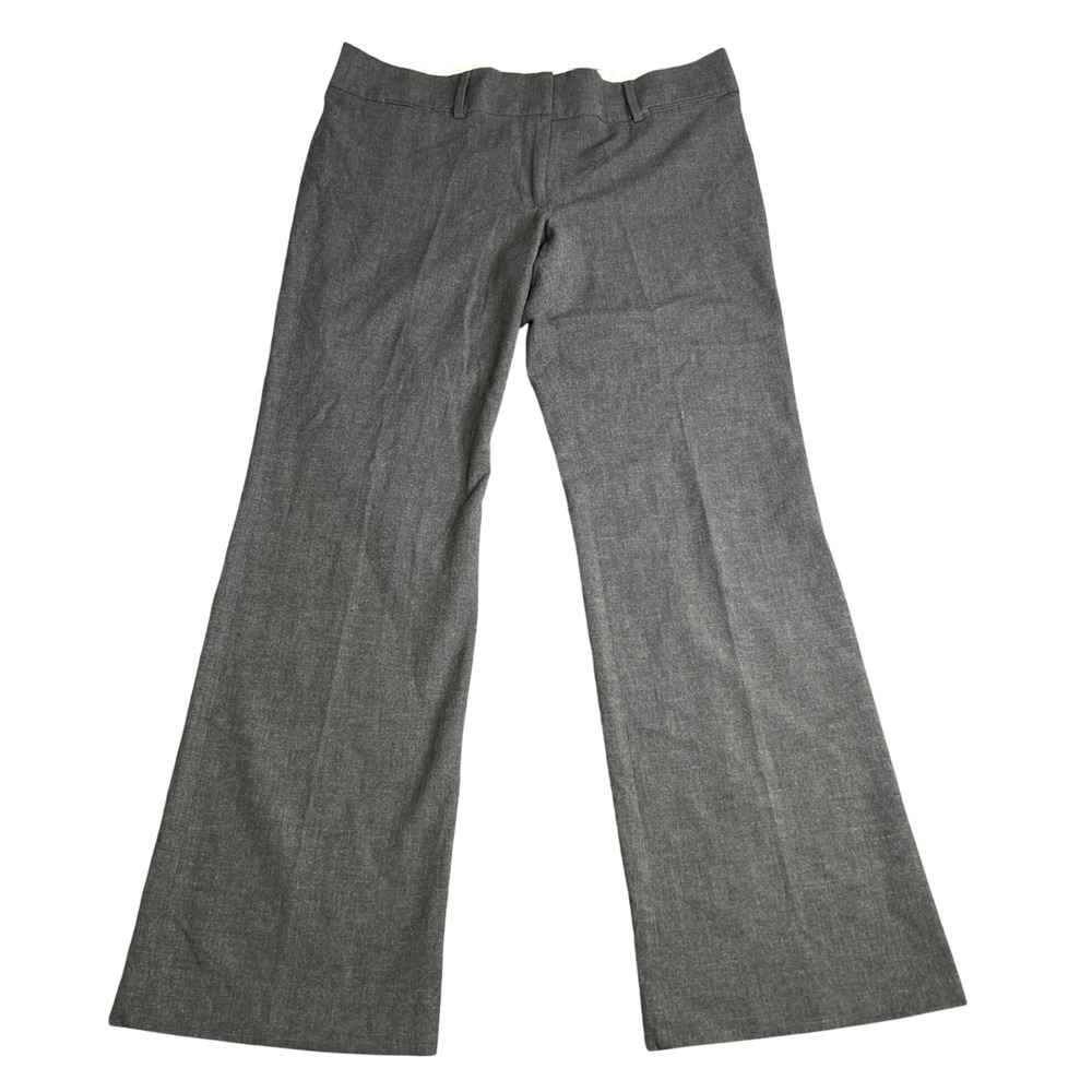 Ann Taylor LOFT Marisa Trouser Pants Womens 12 Gray Wide Leg Linen Blend Stretch